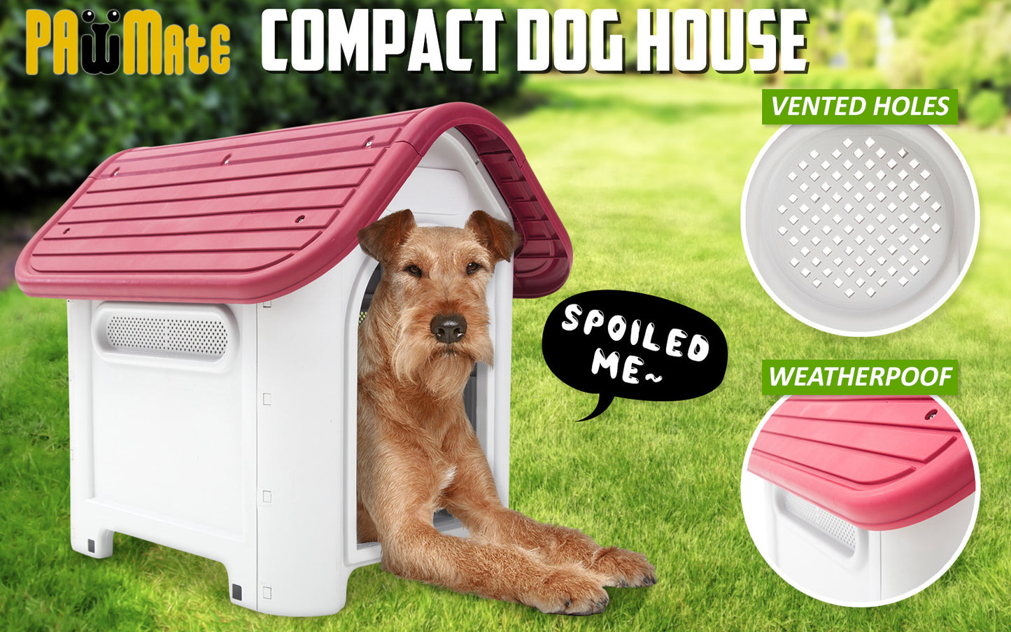 Paw Mate Pink Dog Kennel House Luna Plastic M